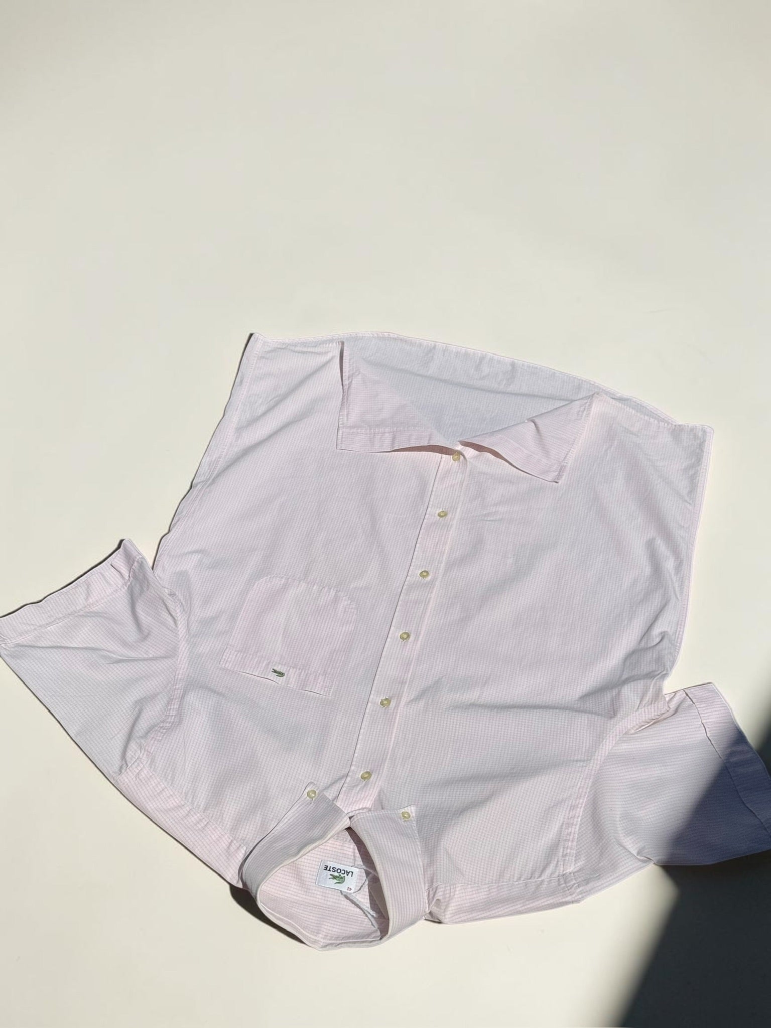 Chemise Lacoste Rose Pâle Carreaux XL Homme Vintage