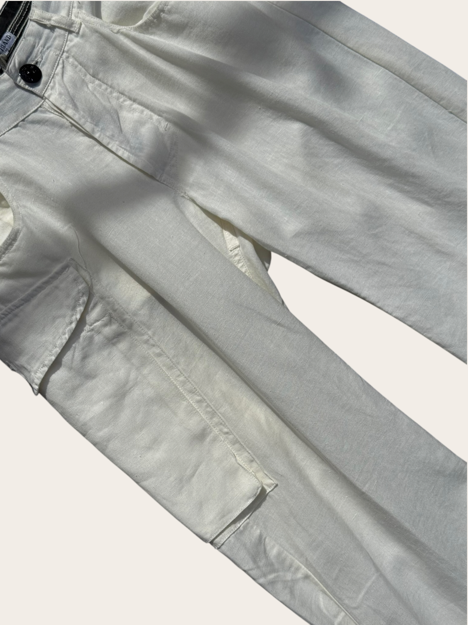 Pantalon Cargo Stone Island en lin – Blanc – T.46 – Homme — photo complémentaire 2