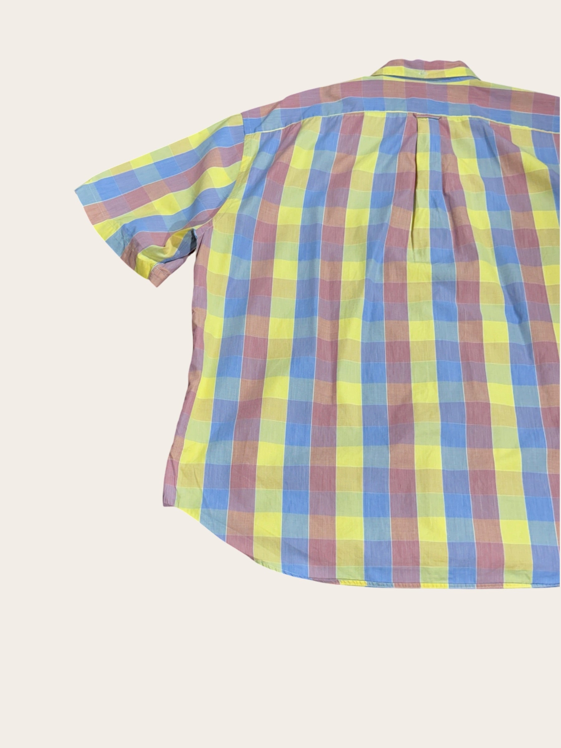 Chemise manches courtes Façonnable à carreaux – Rouge, jaune et bleu – XXL – Mixte — photo complémentaire 4