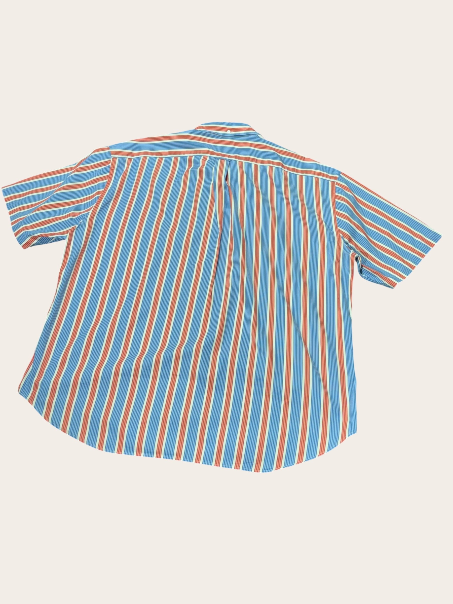 Chemise manches courtes Façonnable à rayures – Bleue et rouge – XXL – Mixte — photo complémentaire 4