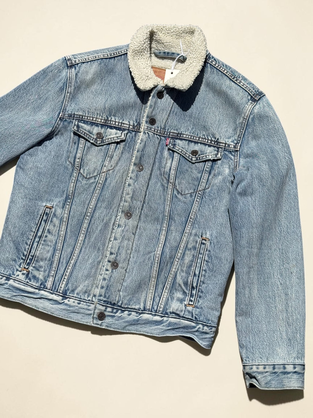 Veste Levi’s en denim doublée sherpa – Bleu clair – M – Homme — photo complémentaire 2