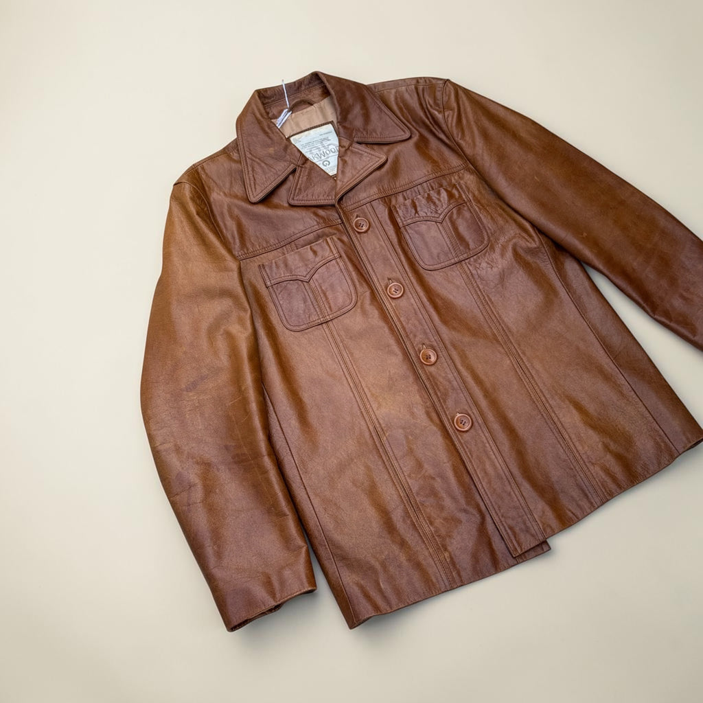 Veste en cuir de buffle Oakwood – Marron – XL – Mixte – Vintage — vue principale