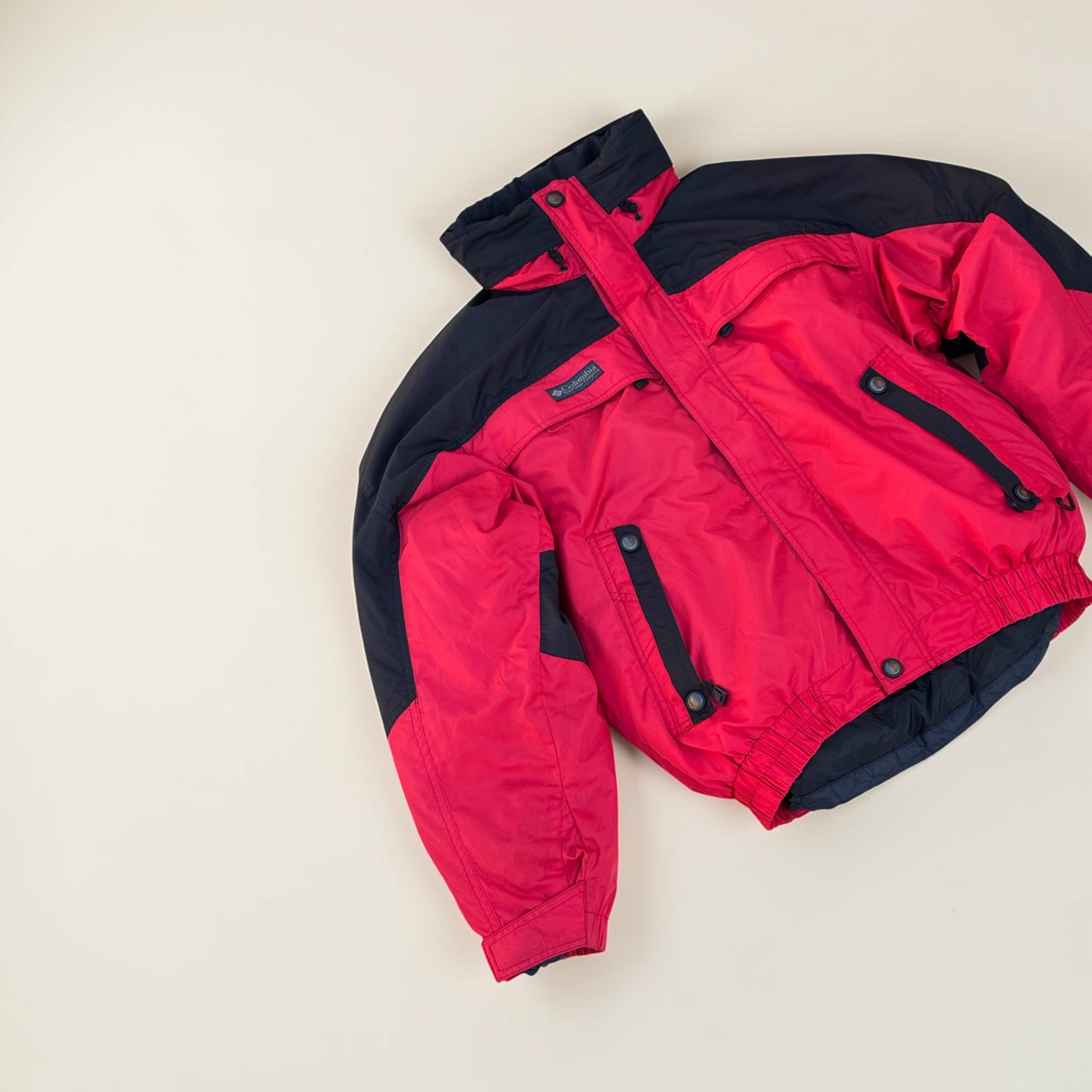 VESTE COLUMBIA OUTDOOR COLORBLOCK ROUGE NOIR – M - vintage - mixte