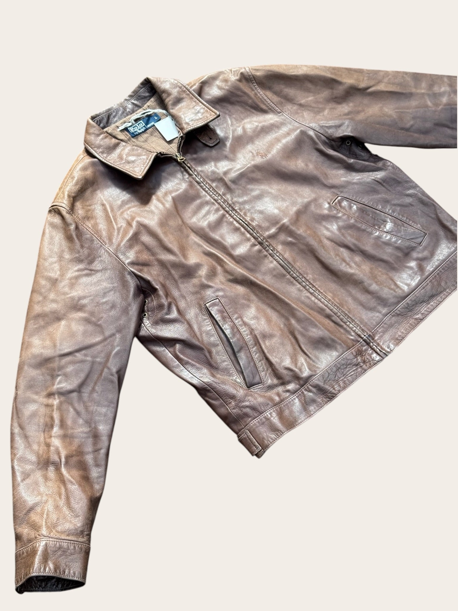 Veste Cuir Ralph Lauren Marron Taille L Homme
