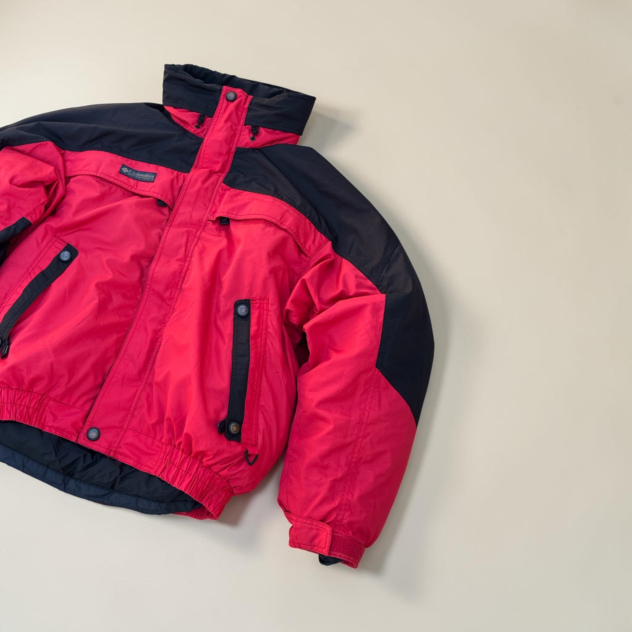 VESTE COLUMBIA OUTDOOR COLORBLOCK ROUGE NOIR – M - vintage - mixte
