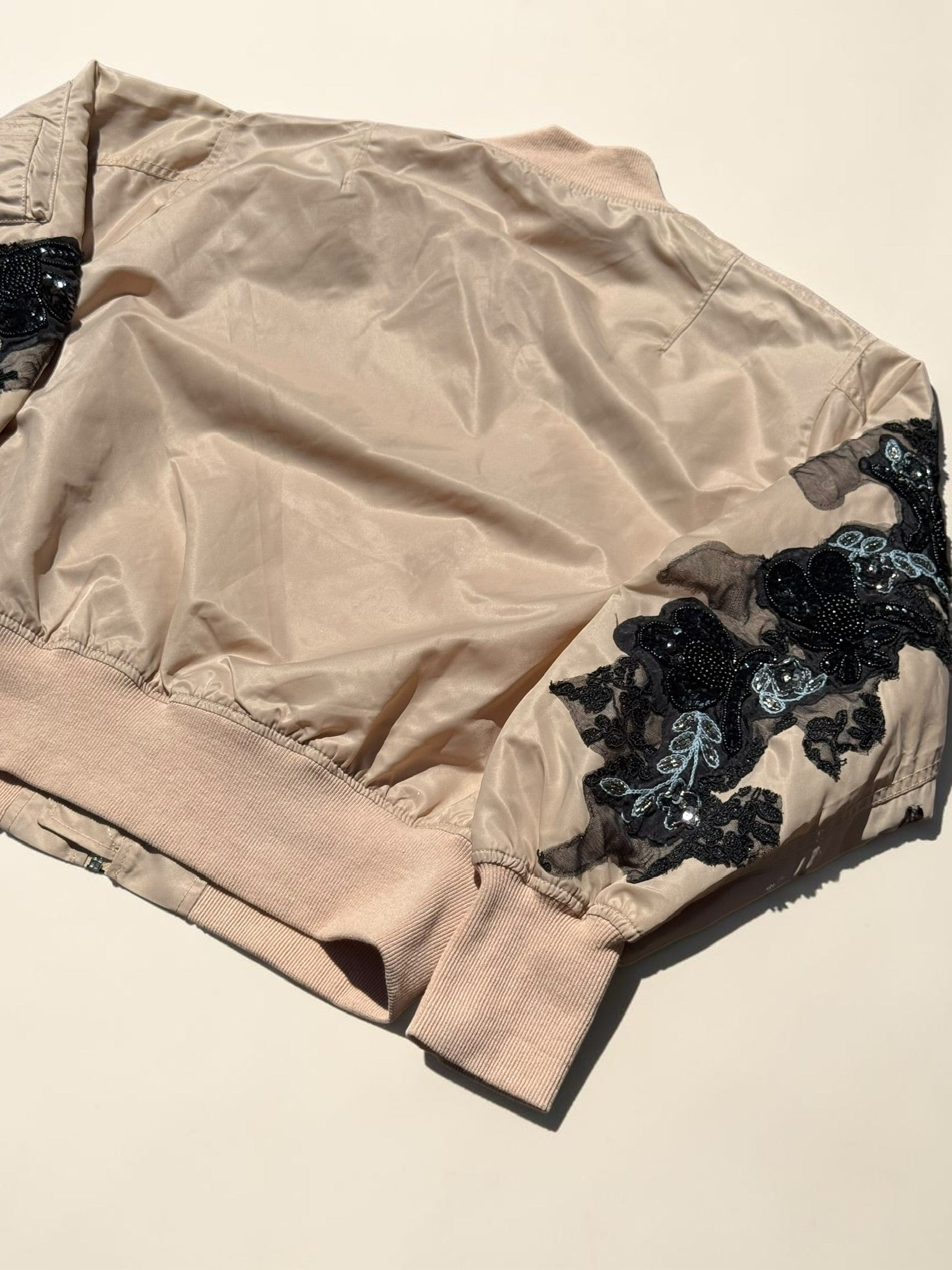 Bomber Satiné Beige Rosé Femme S Neuf avec Étiquette