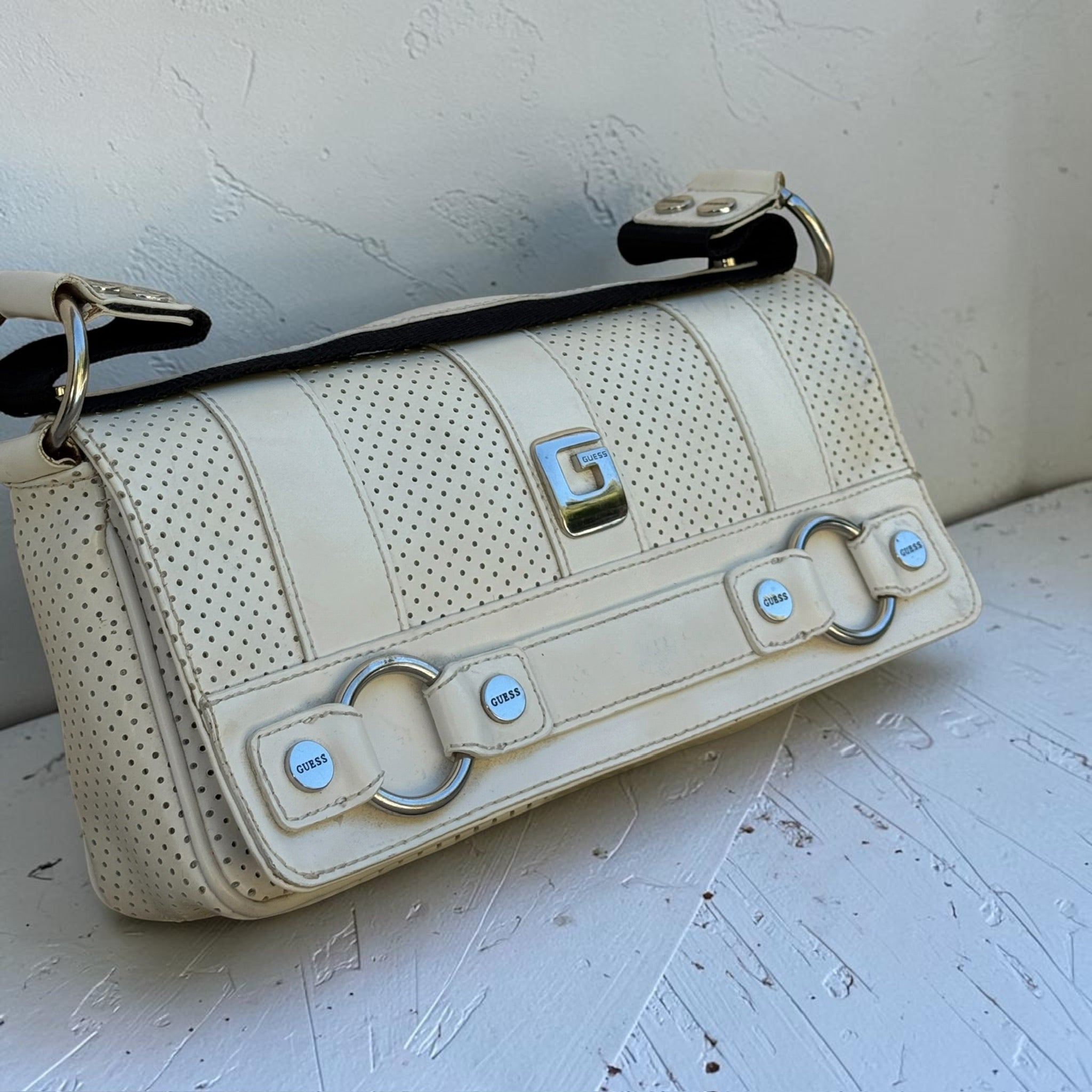 Sac Guess Perforé Blanc Y2K Vintage Femme