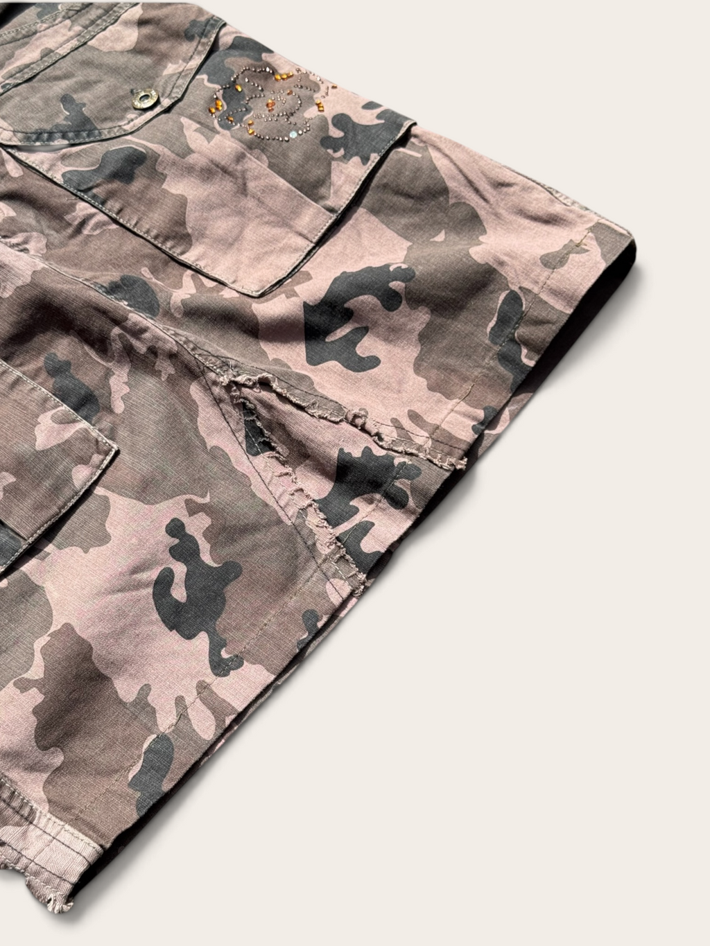 Complices Camouflage Cargo Skirt – Pink and Grey – Size 36 – Women's