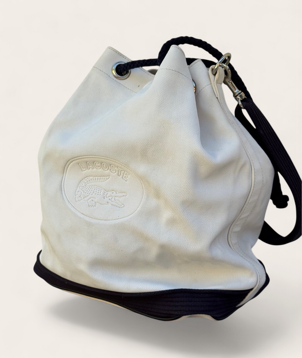 Sac seau Lacoste en toile – Écru – Taille unique – Mixte – Vintage — photo complémentaire 3