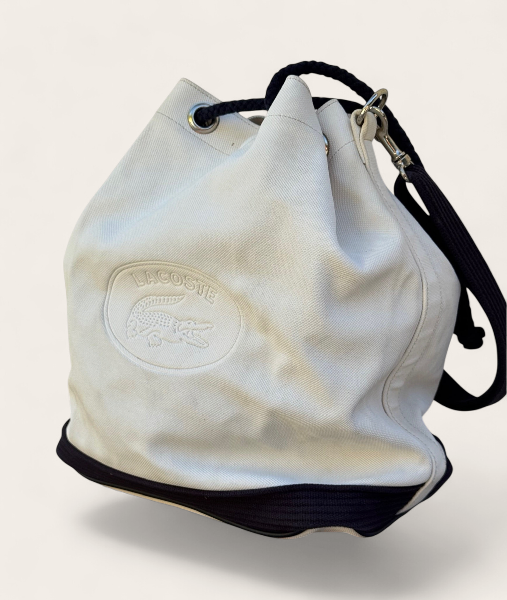 Sac seau Lacoste en toile – Écru – Taille unique – Mixte – Vintage — photo complémentaire 3