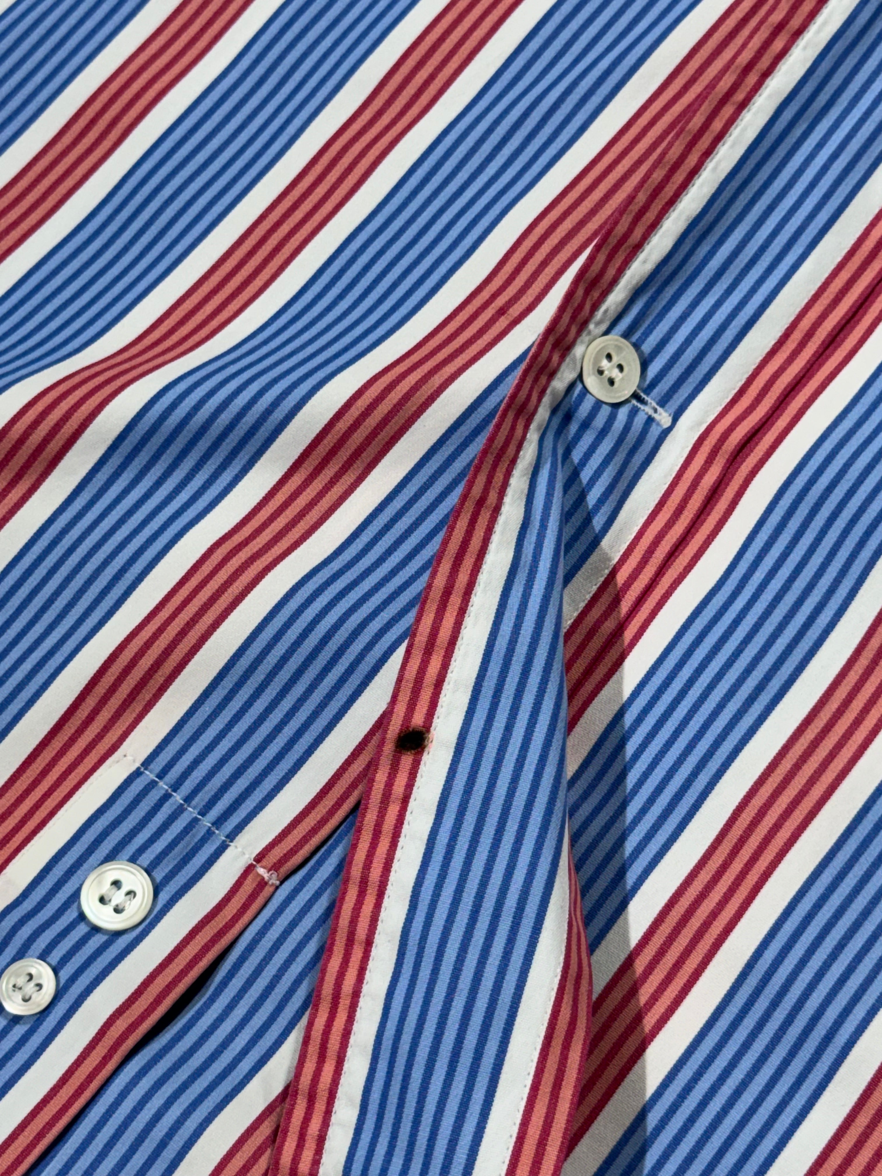 Chemise manches courtes Façonnable à rayures – Bleue et rouge – XXL – Mixte — photo complémentaire 6