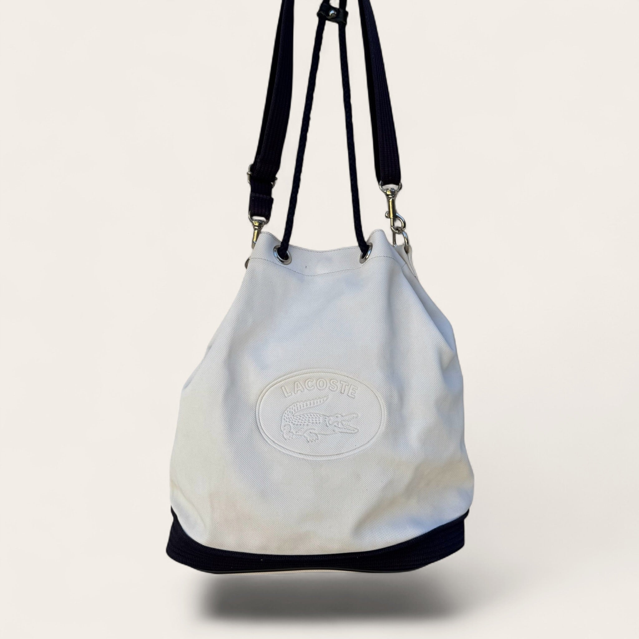 Sac seau Lacoste en toile – Écru – Taille unique – Mixte – Vintage — photo complémentaire 5