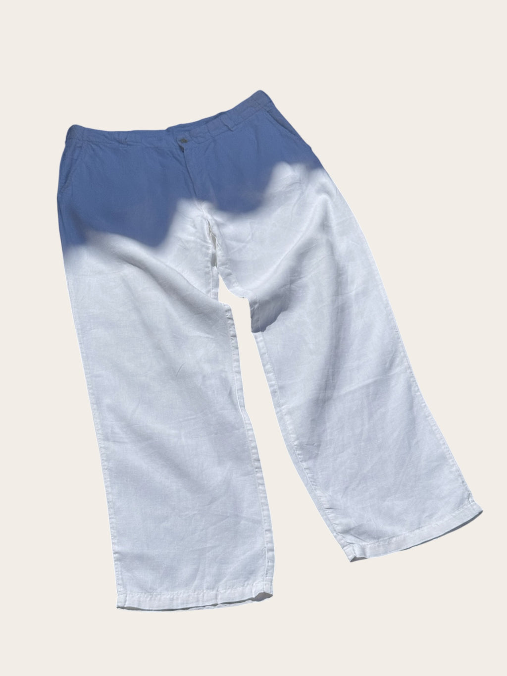 Pantalon Blanc Bleu – Blanc – T.46 – Homme – Vintage — vue principale