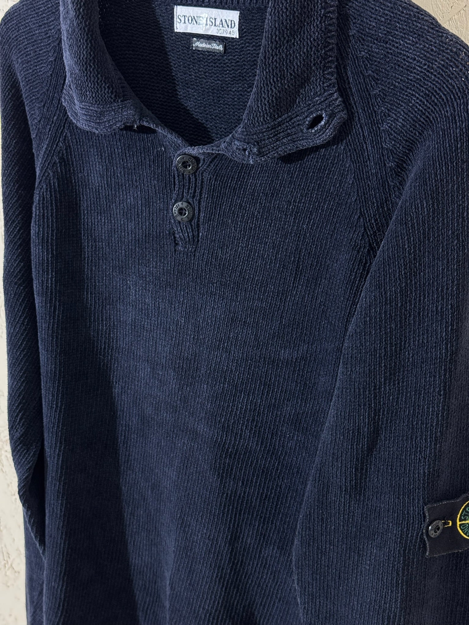 Pull Stone Island Col Boutonné Bleu XL Vintage Mixte