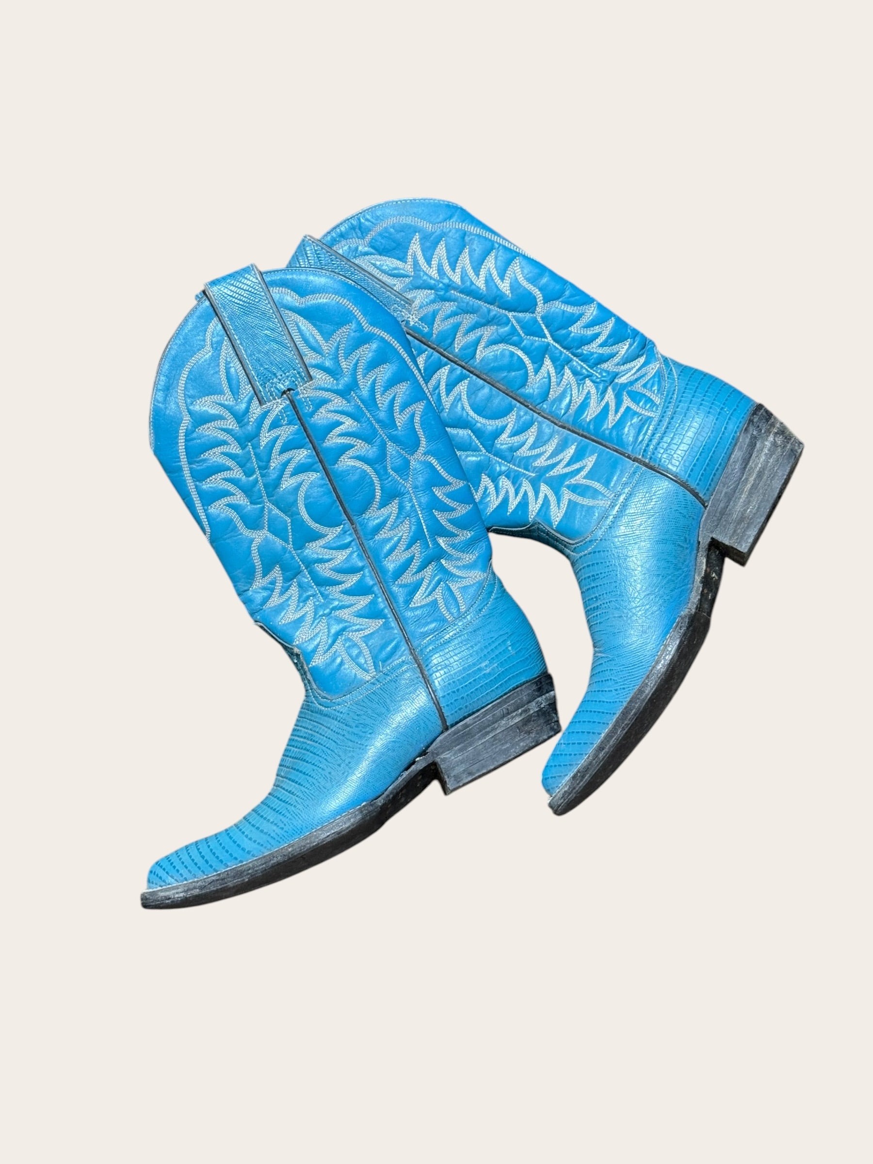 Bottes santiags – Turquoise et blanc – T.34/35 – Mixte — vue principale