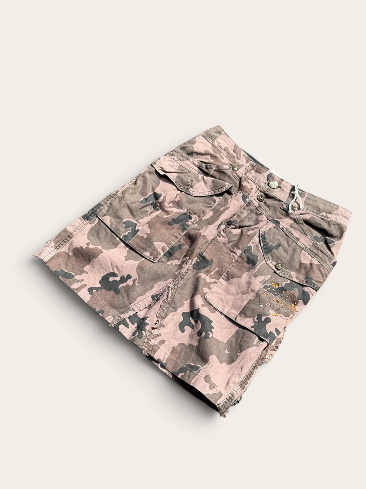 Complices Camouflage Cargo Skirt – Pink and Grey – Size 36 – Women's
