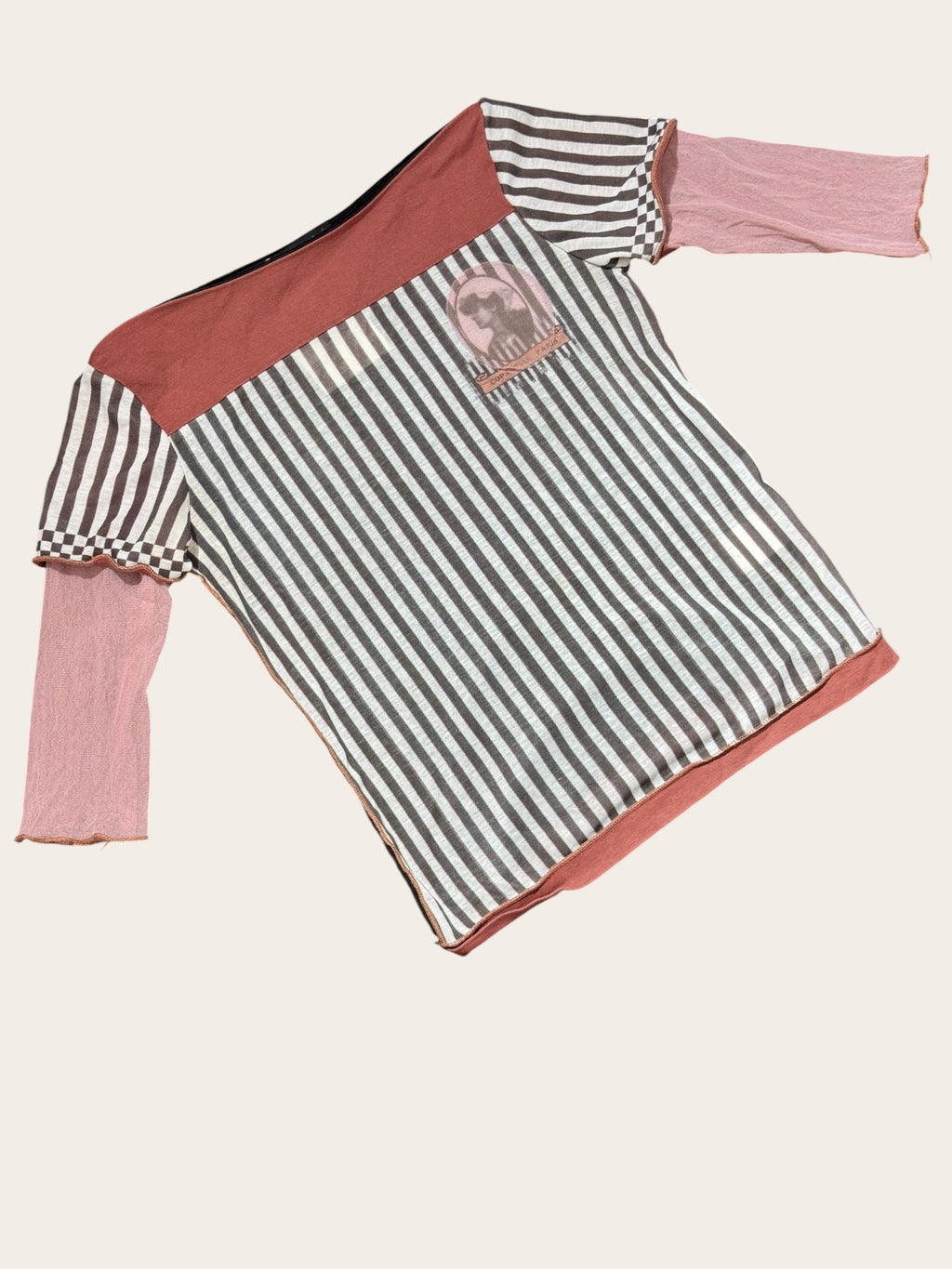 Top Cop.Copine asymétrique – Noir et rose – XS/S – Femme — vue principale