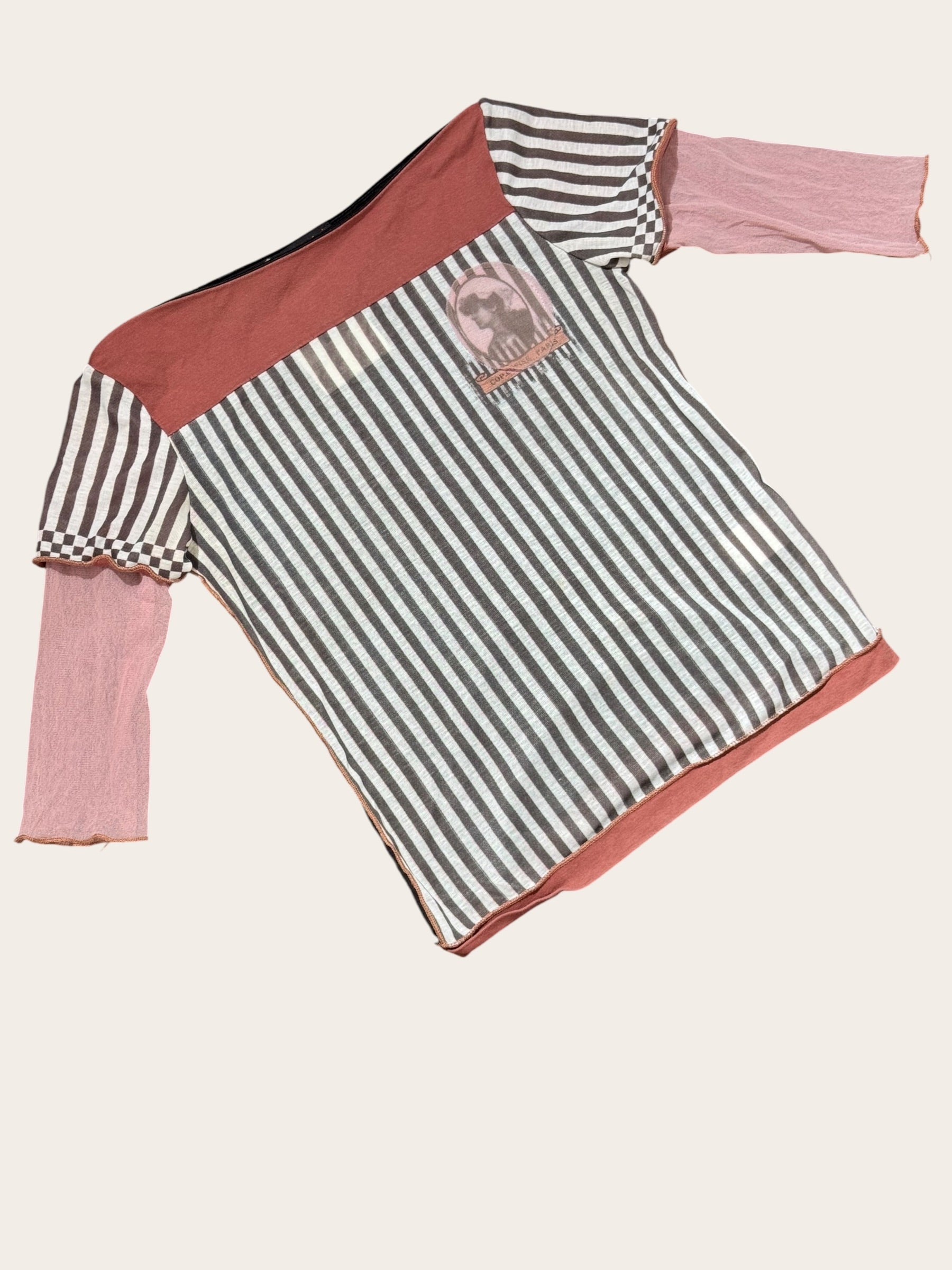 Top Cop.Copine asymétrique – Noir et rose – XS/S – Femme — vue principale