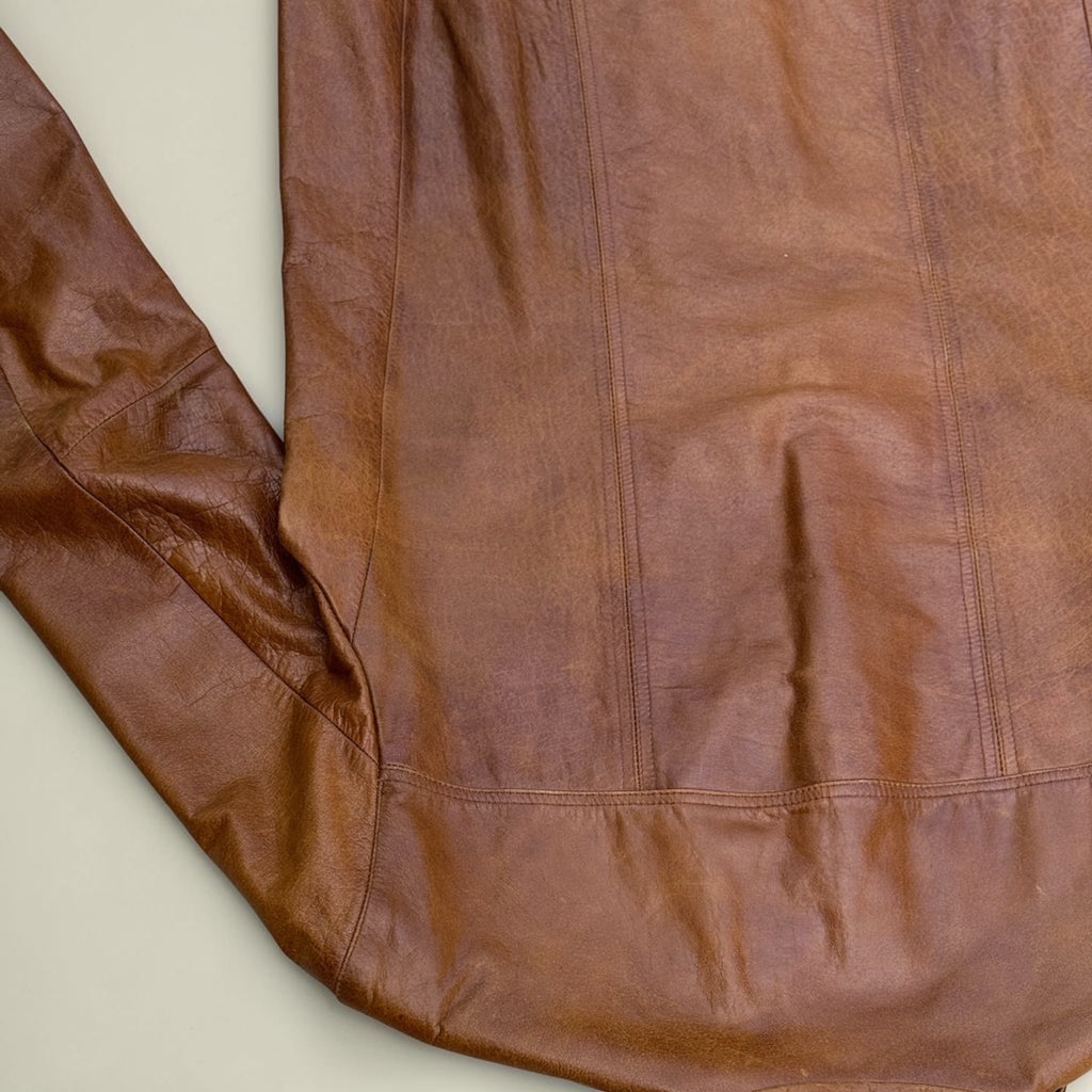Veste en cuir de buffle Oakwood – Marron – XL – Mixte – Vintage — photo complémentaire 5