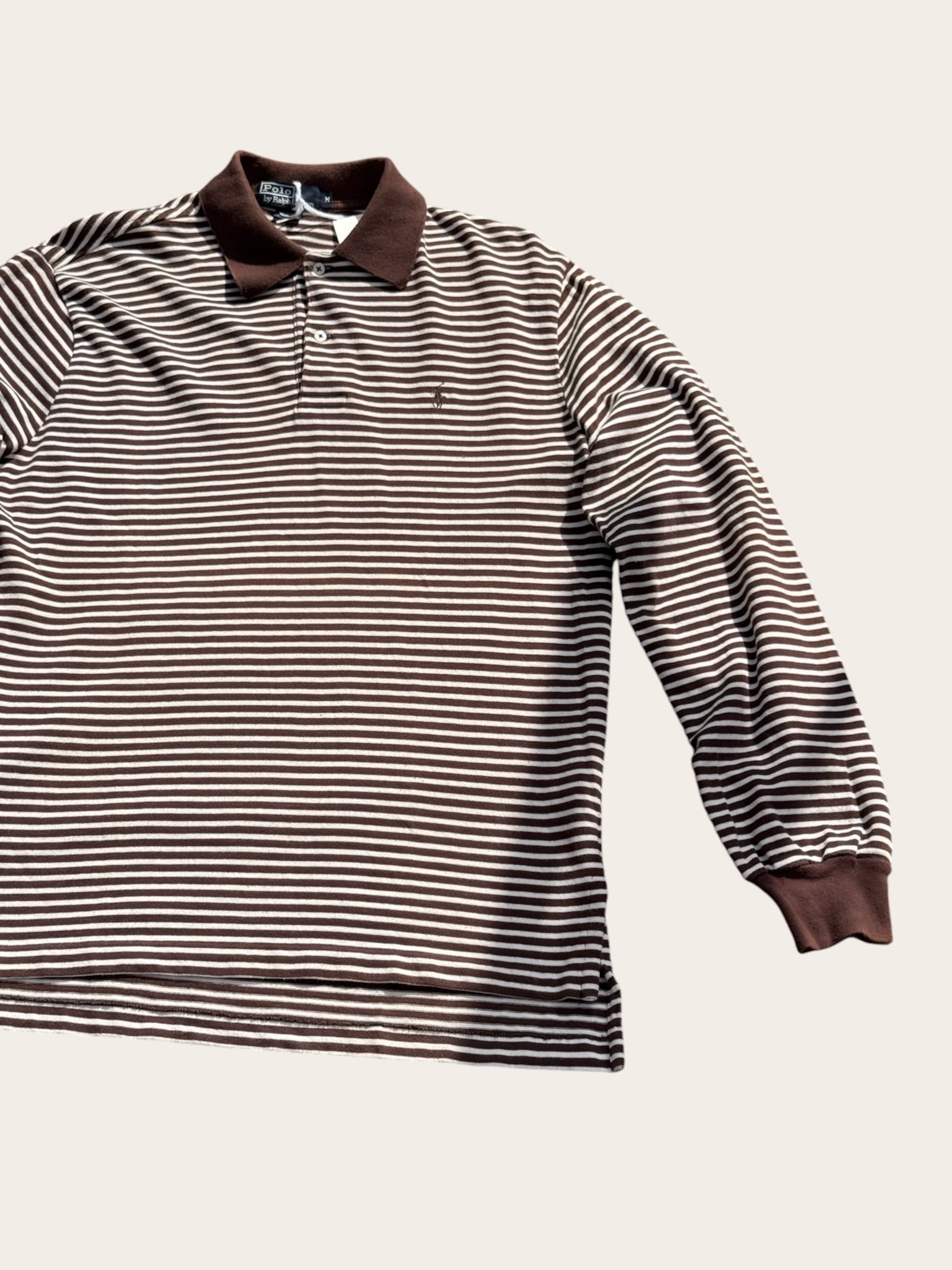 Polo Ralph Lauren Rayé Marron Blanc Taille M Homme