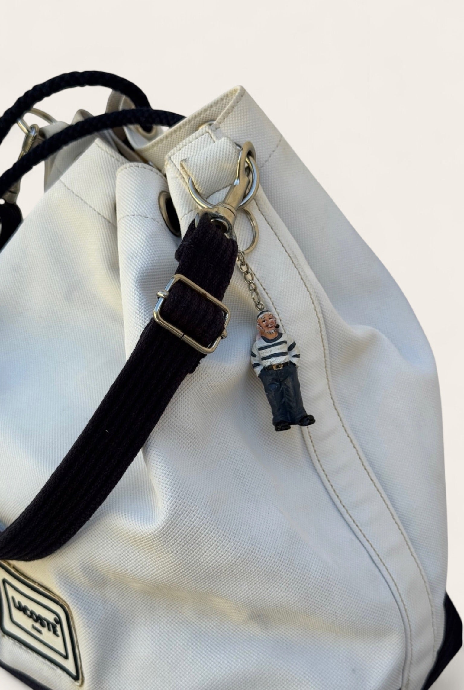 Sac seau Lacoste en toile – Écru – Taille unique – Mixte – Vintage — photo complémentaire 4