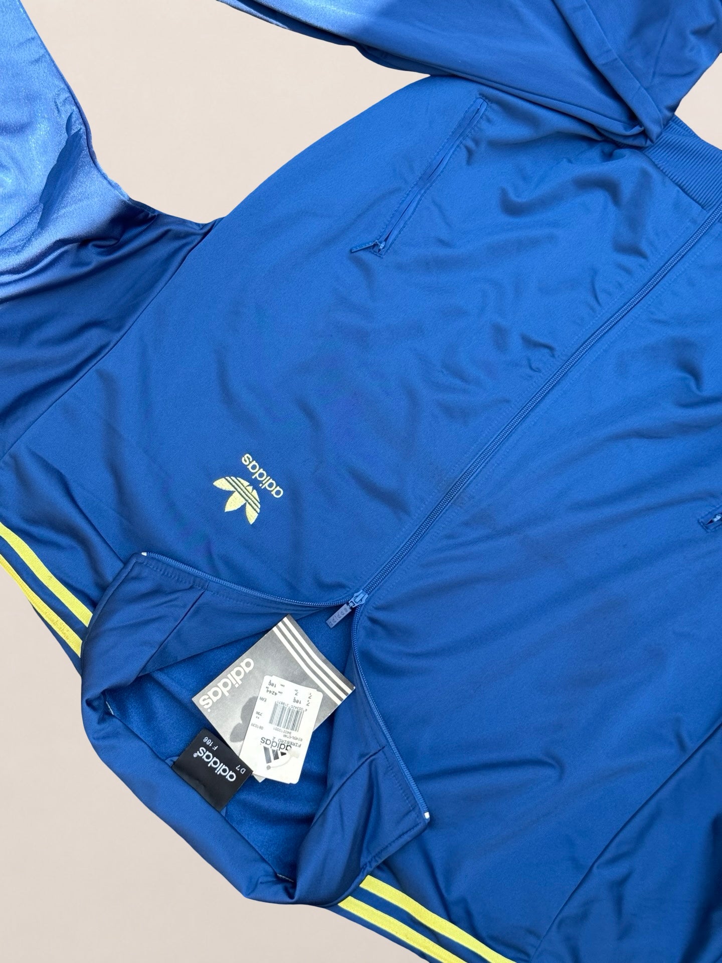 Ensemble Adidas Firebird Tracksuit – Bleu et jaune – L – Mixte – Vintage — photo complémentaire 3