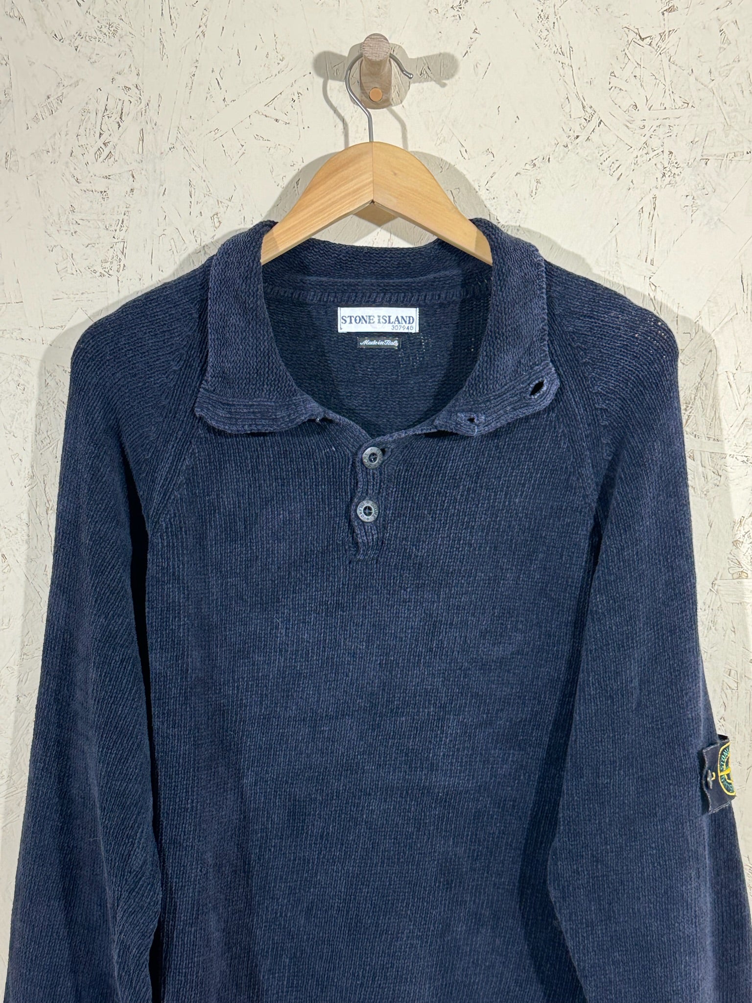 Pull Stone Island Col Boutonné Bleu XL Vintage Mixte