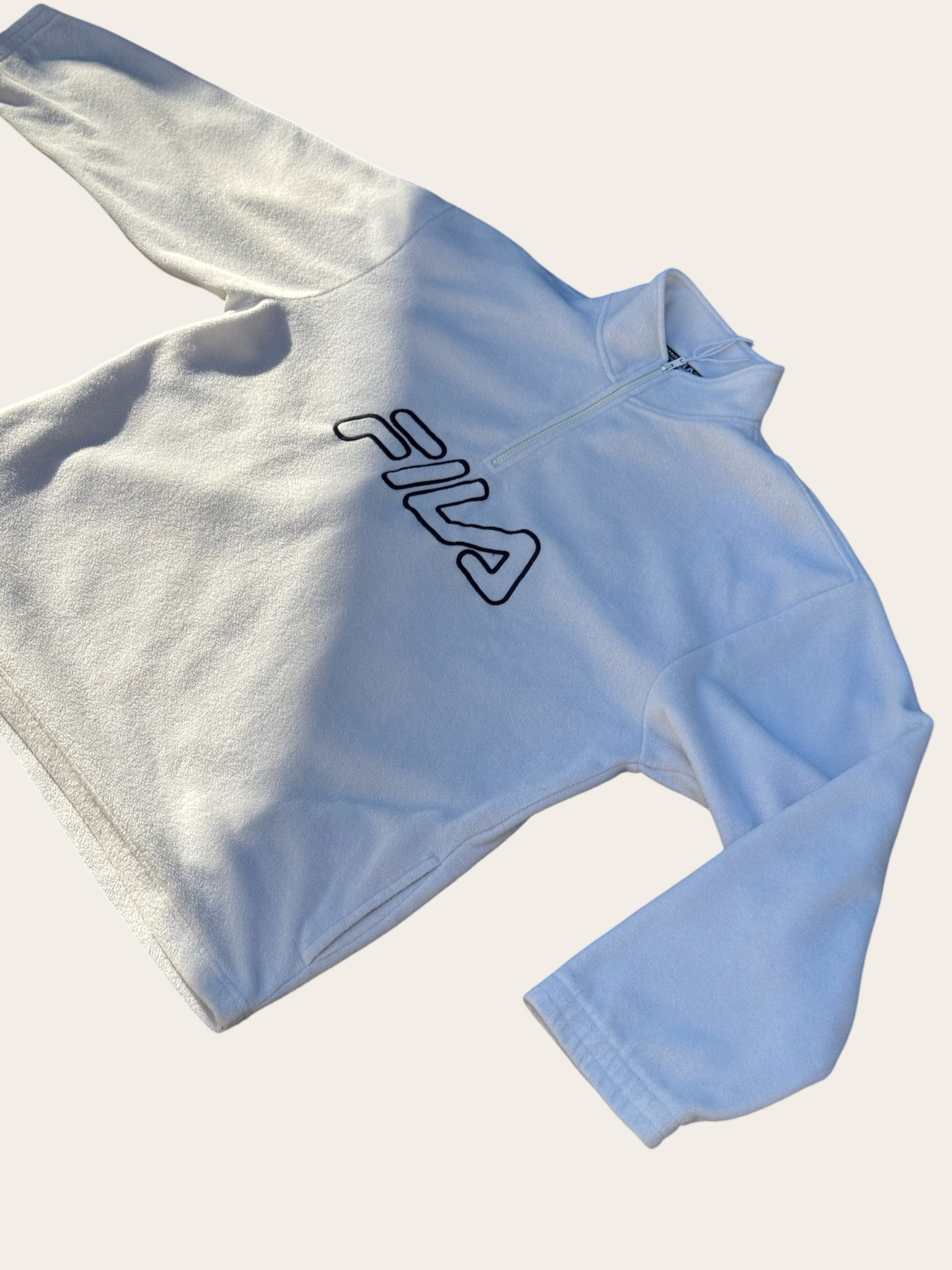 Polaire Fila demi-zip – Blanc cassé – XL – Mixte – Vintage — vue principale