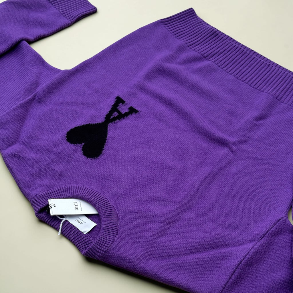Pull Ami Paris en laine – Violet – M – Mixte — photo complémentaire 3