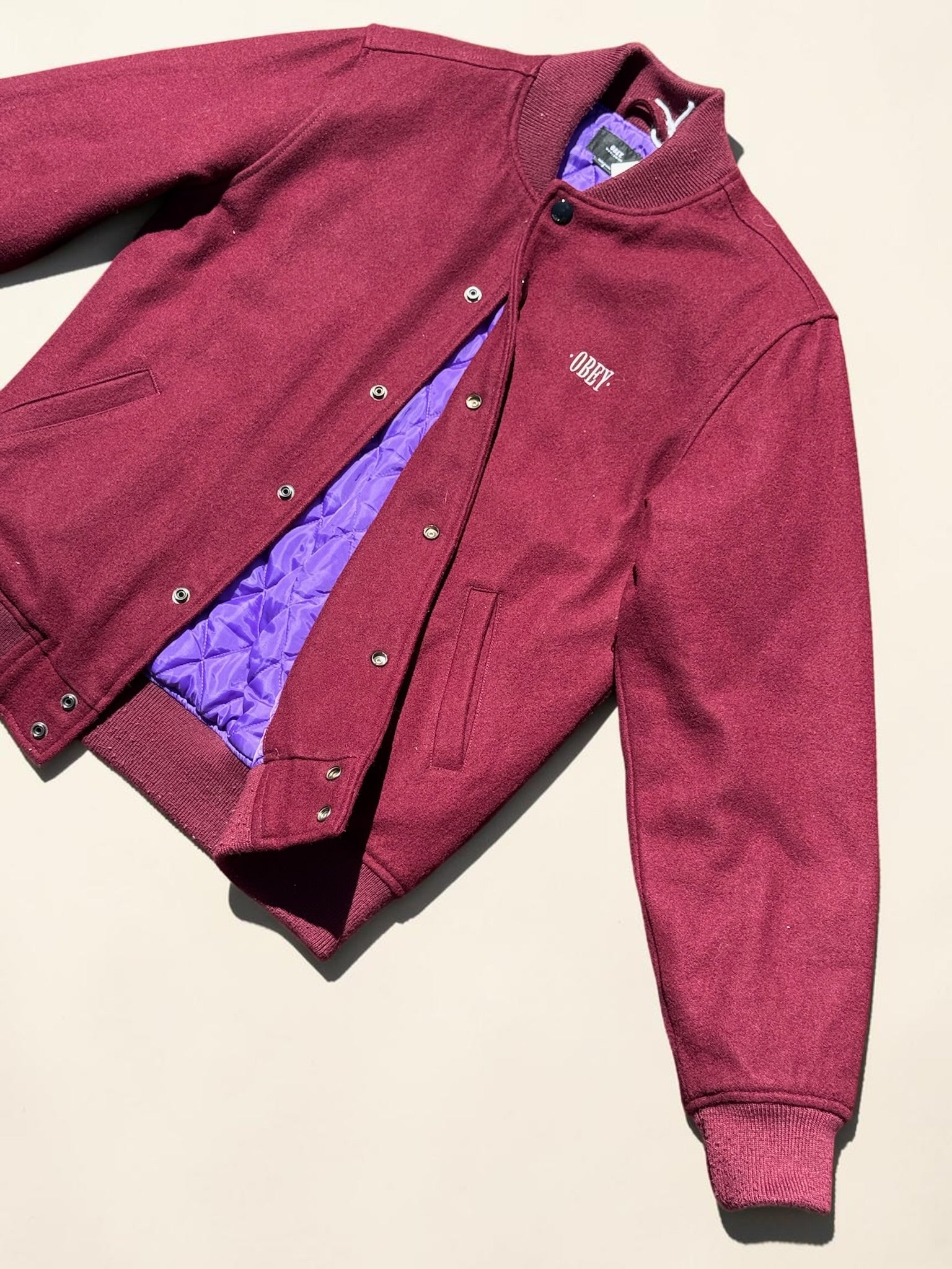 VESTE VARSITY OBEY BORDEAUX LAINE MATELASSÉE S HOMME