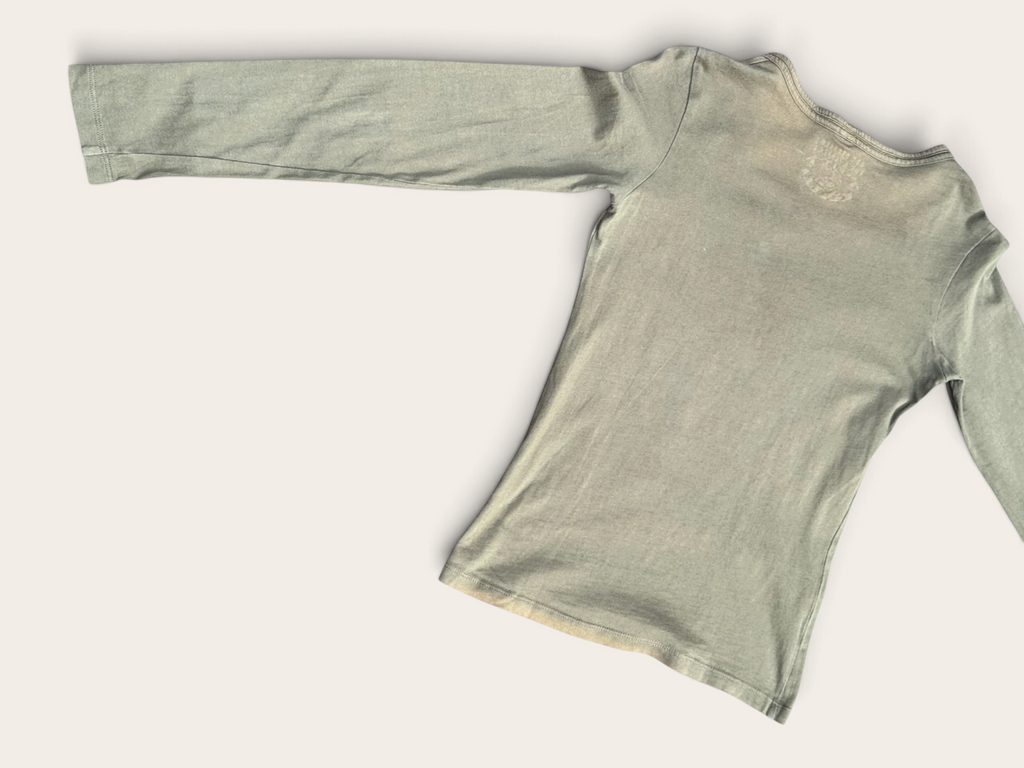 Guess Long-Sleeve T-Shirt – Khaki – S – Women's – Y2K