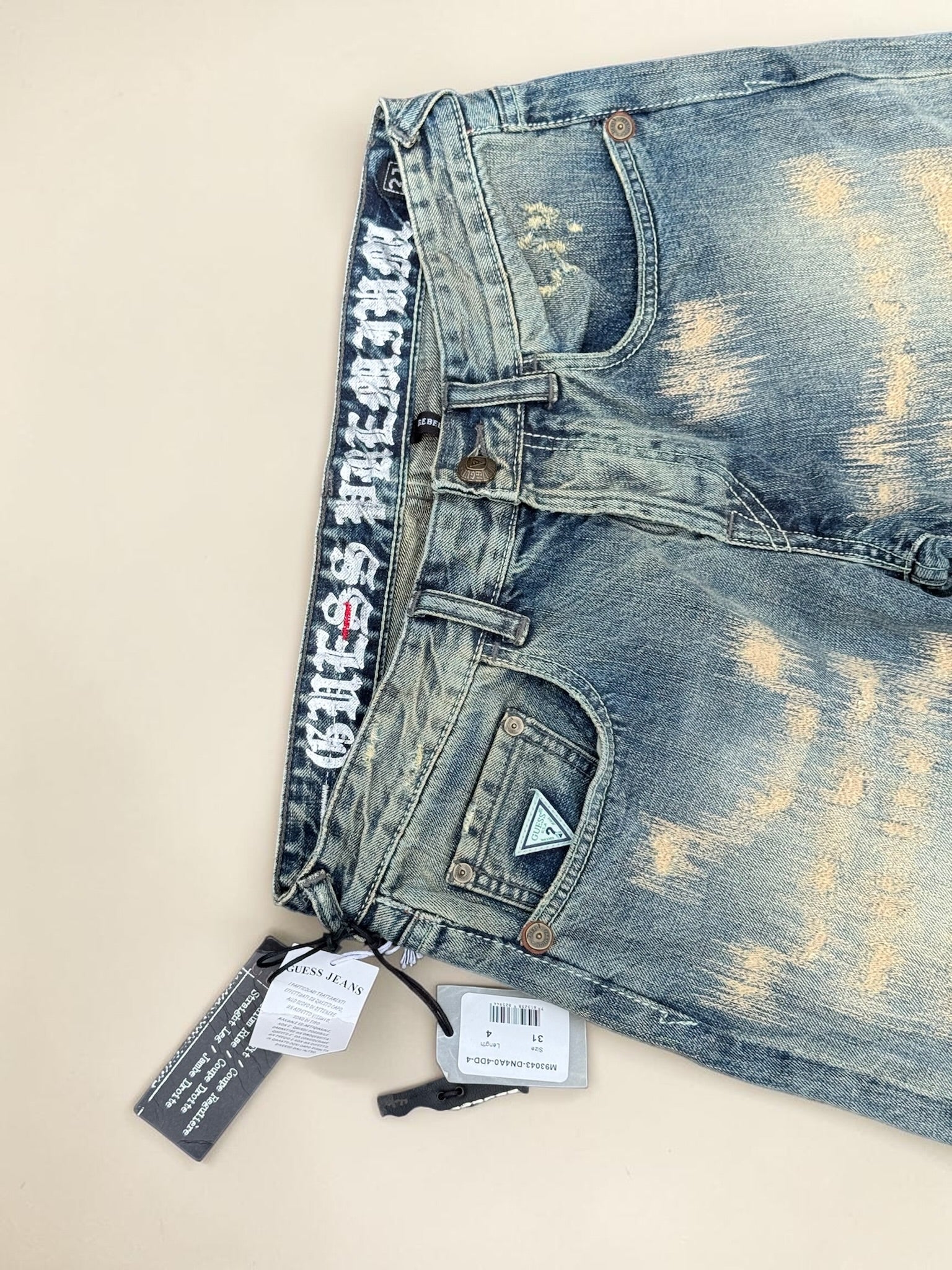 Jean Guess Rebel Regular Flare Bleach Homme Taille 31 Y2K