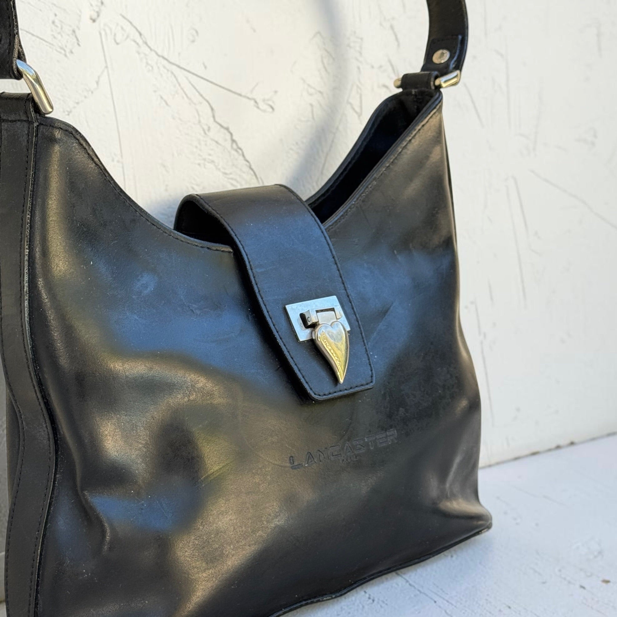 Ensemble Sac Lancaster Paris Cuir Noir & Porte-Monnaie Femme