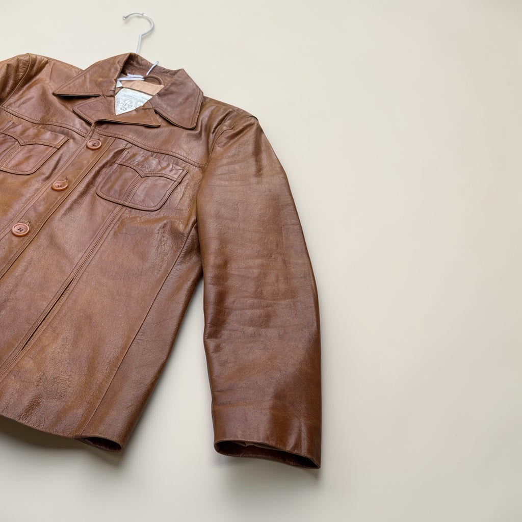 Veste en cuir de buffle Oakwood – Marron – XL – Mixte – Vintage — photo complémentaire 2