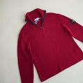 PULL STONE ISLAND ROUGE MAILLE CÔTELÉE ZIP – XL – VINTAGE – HOMME