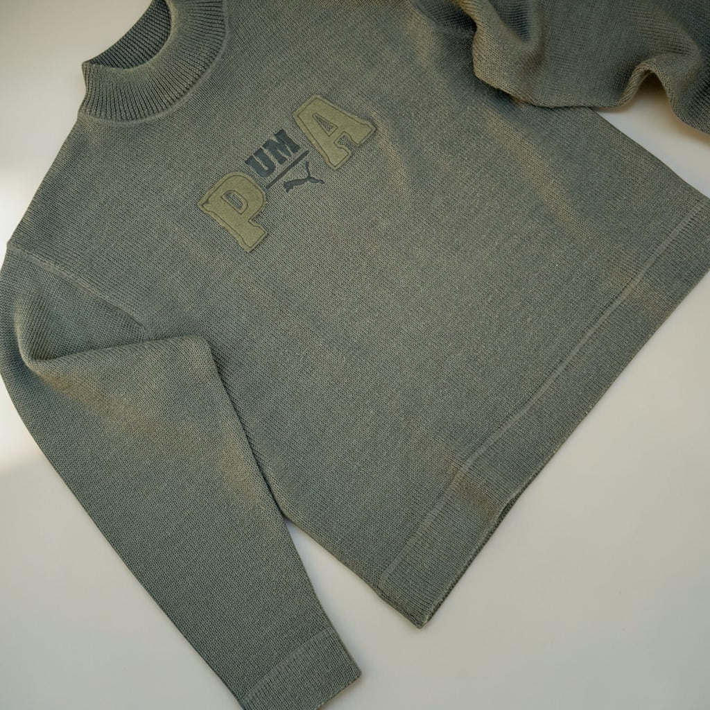 Pull Puma Logo Brodé – Kaki – L – Mixte – Vintage — photo complémentaire 2