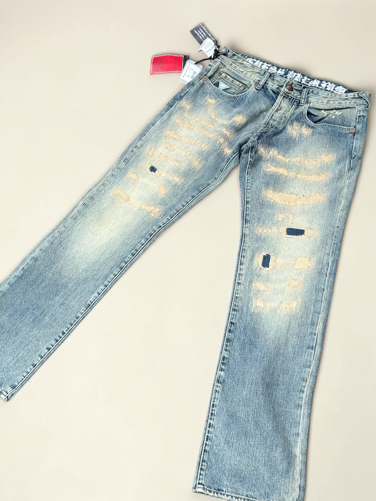 Jean Guess Rebel Regular Flare Bleach Homme Taille 31 Y2K