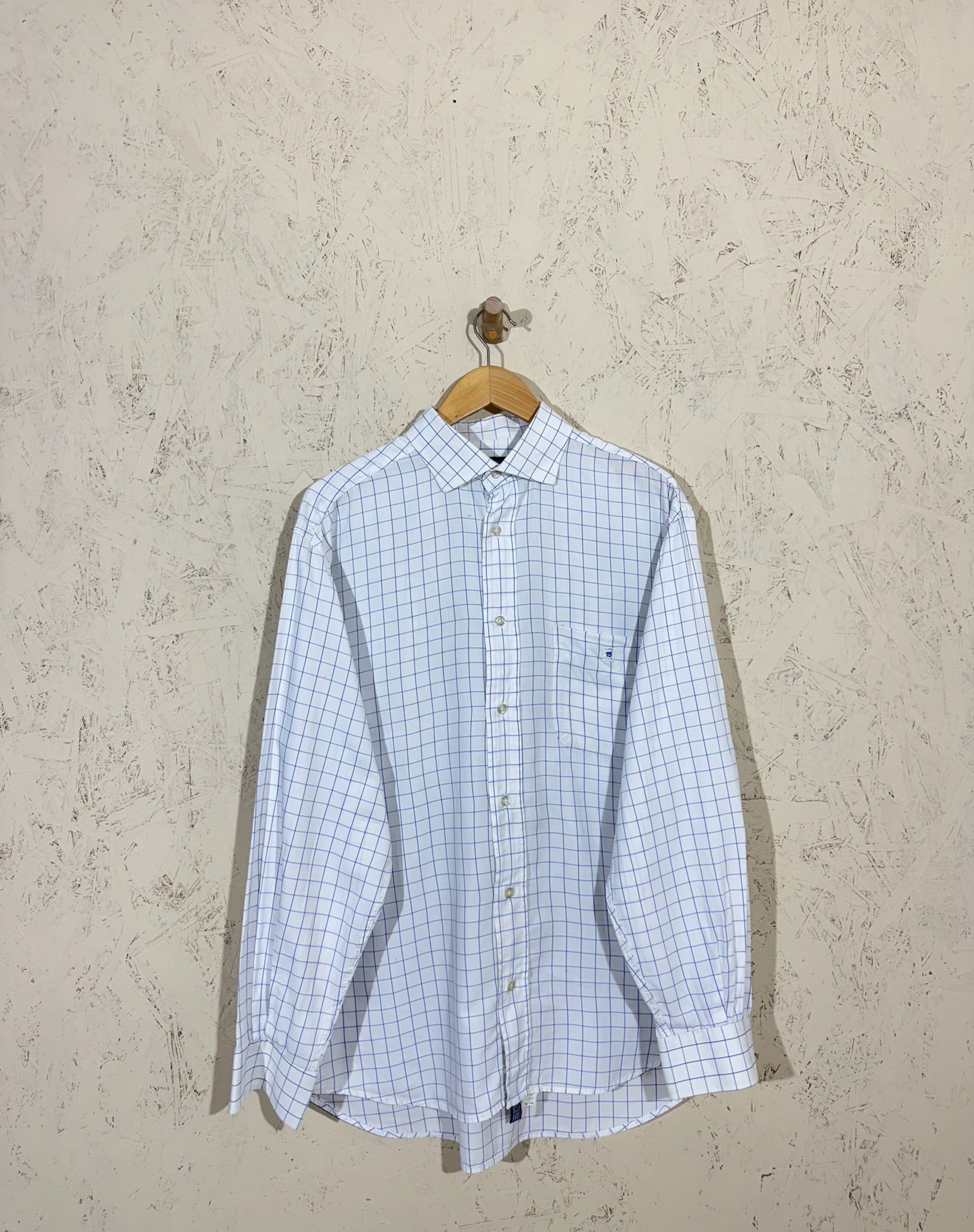 Chemise Serge Blanco Carreaux Bleu Ciel XL Homme