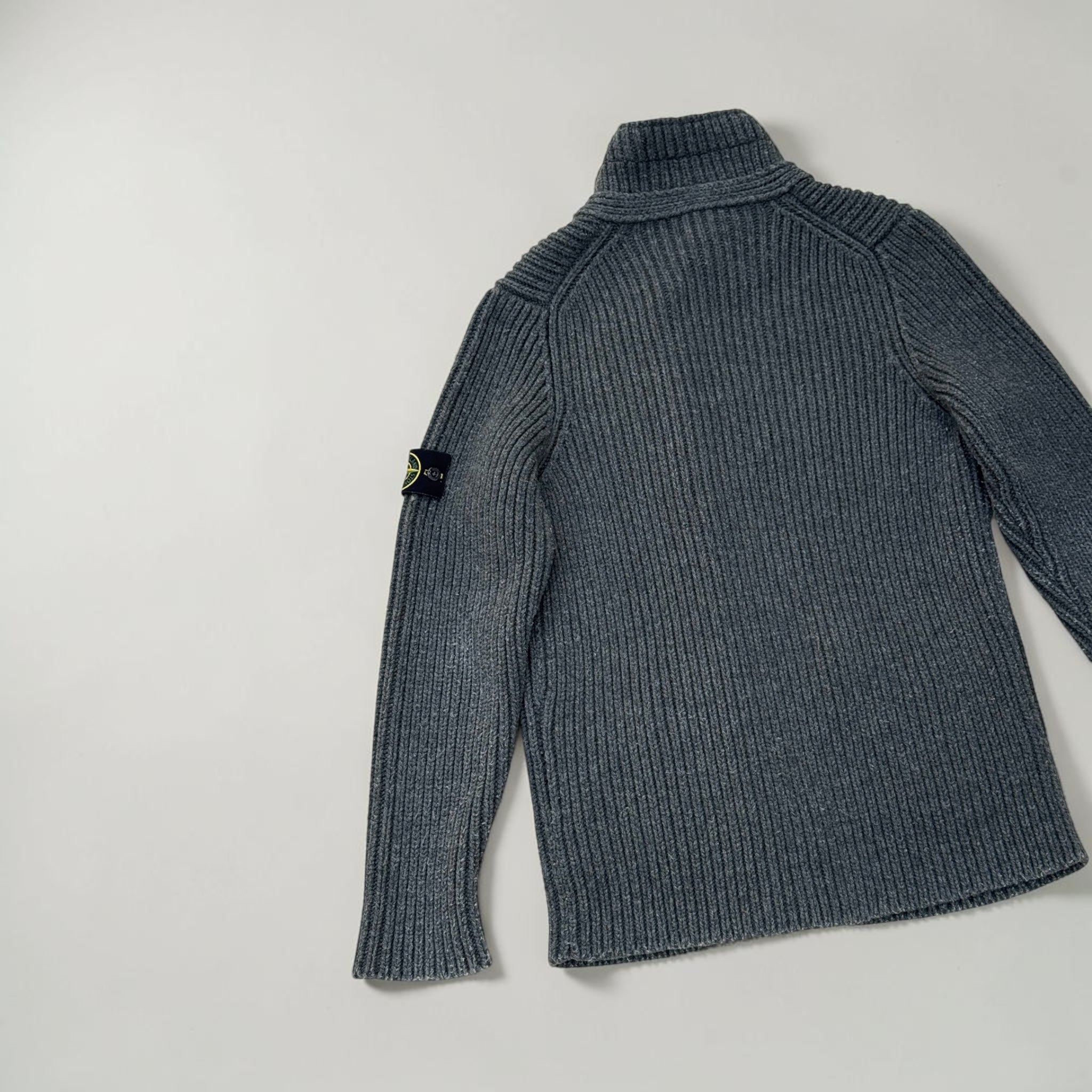 CARDIGAN STONE ISLAND MAILLE GRISE – L – VINTAGE – mixte
