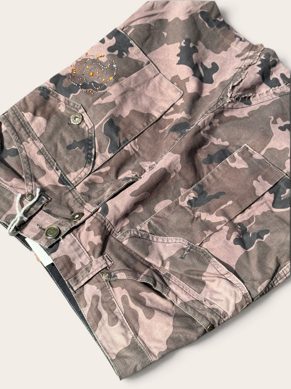 Complices Camouflage Cargo Skirt – Pink and Grey – Size 36 – Women's