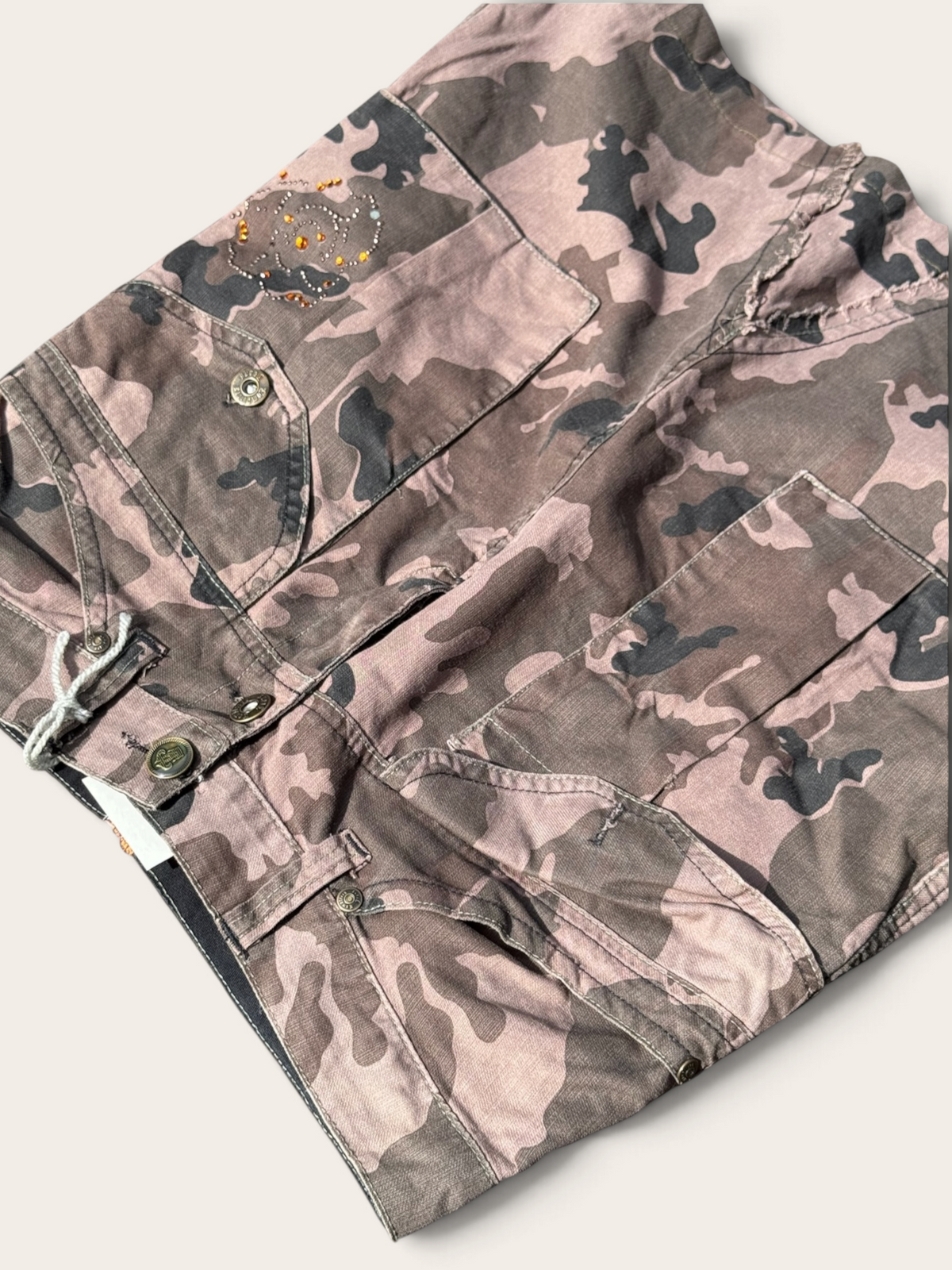 Complices Camouflage Cargo Skirt – Pink and Grey – Size 36 – Women's