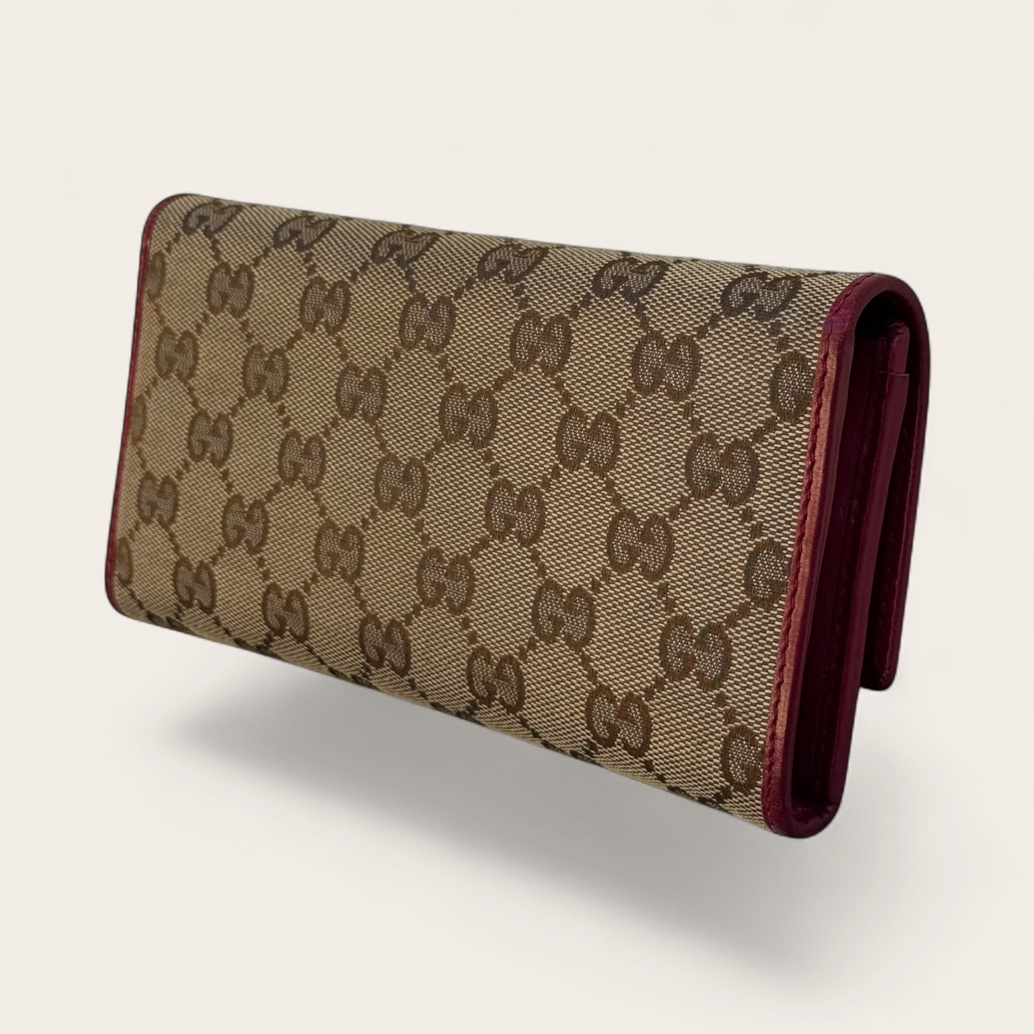 Portefeuille Gucci GG Supreme Cœur – Beige et bordeaux – Taille unique – Femme – Vintage — photo complémentaire 5
