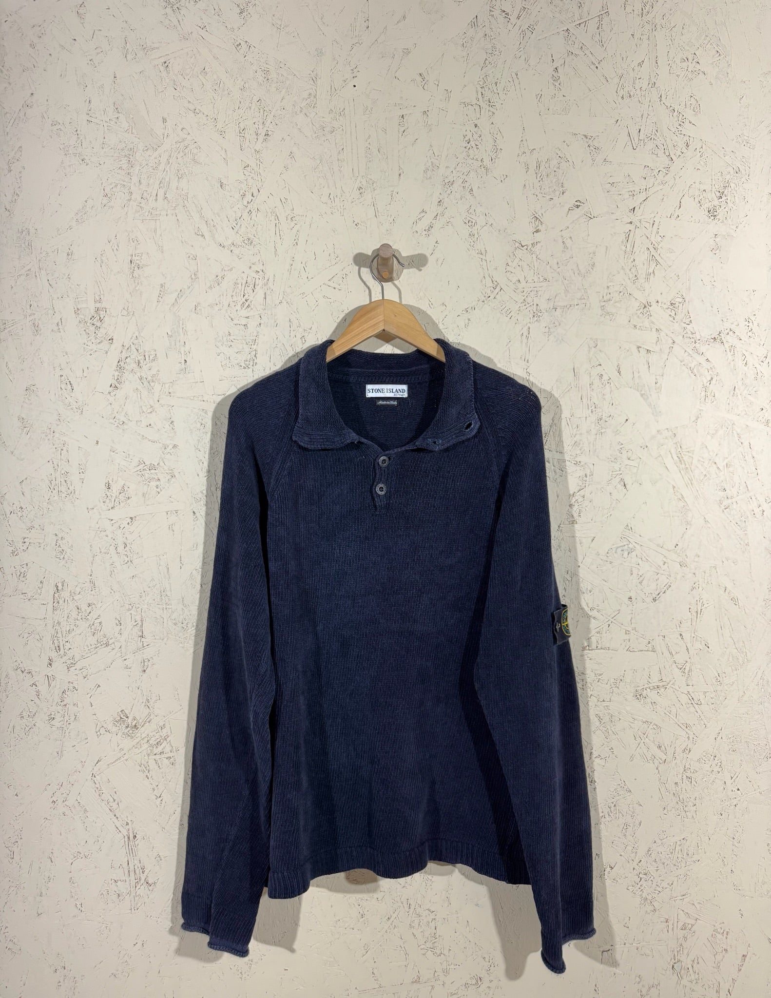 Pull Stone Island Col Boutonné Bleu XL Vintage Mixte
