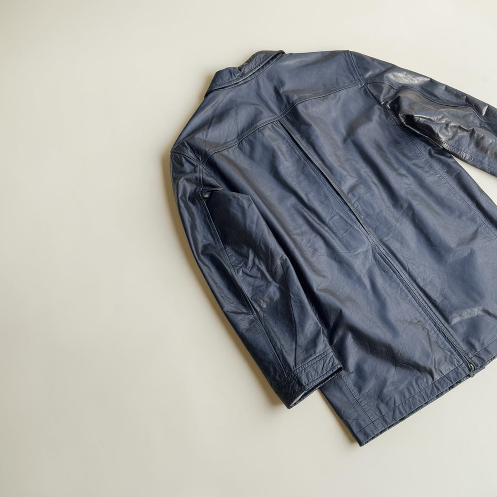 Manteau en cuir Façonnable mi-long – Noir – M – Mixte – Vintage — photo complémentaire 4