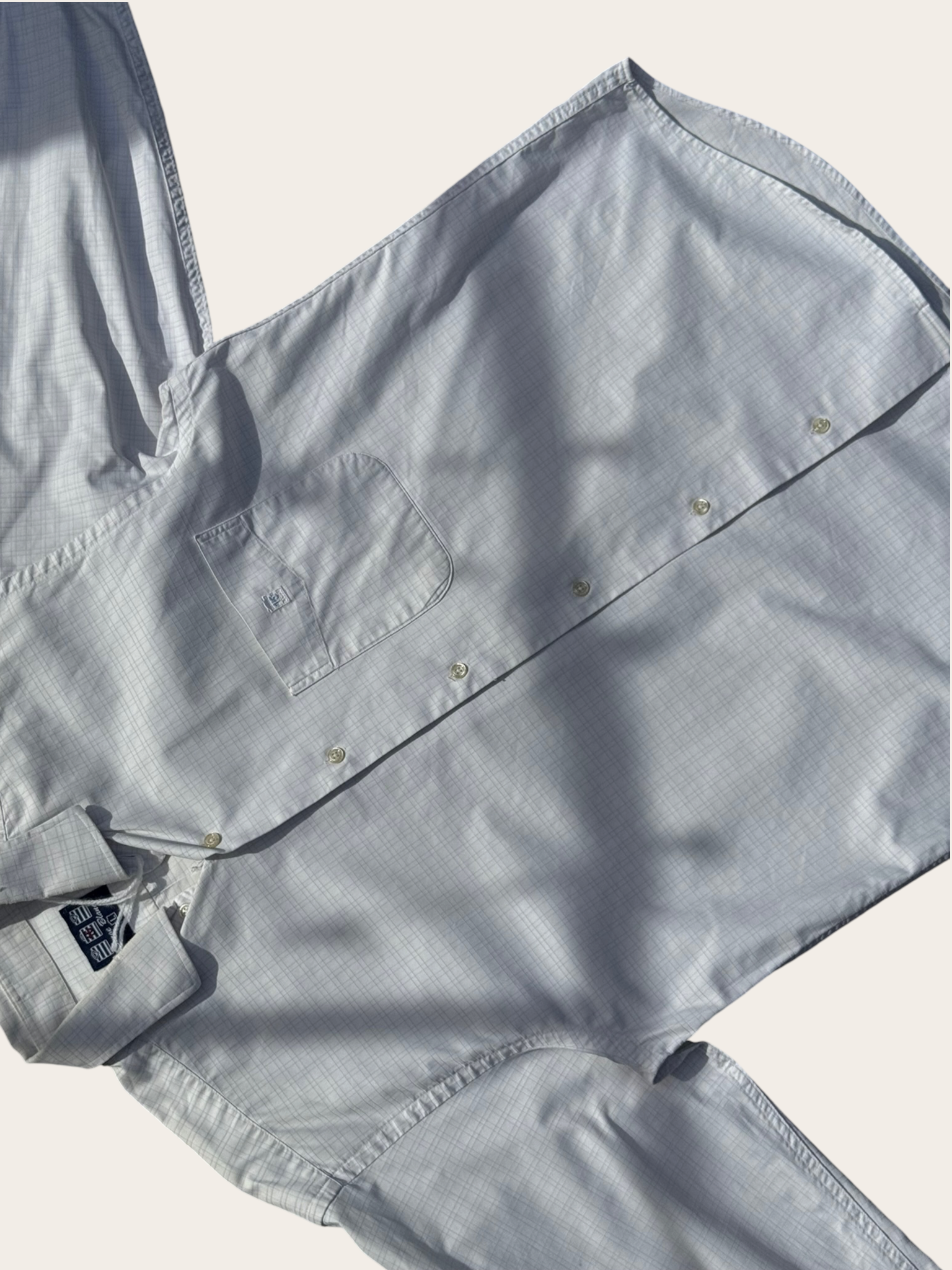Chemise Serge Blanco rayée – Blanche et bleu clair – L – Homme — photo complémentaire 3