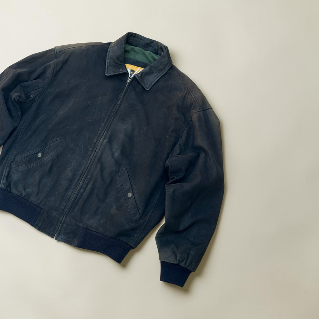 Veste en cuir Timberland Bomber – Noir – XL – Mixte – Vintage — vue principale