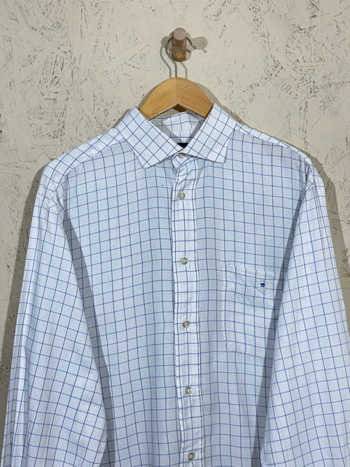 Chemise Serge Blanco Carreaux Bleu Ciel XL Homme