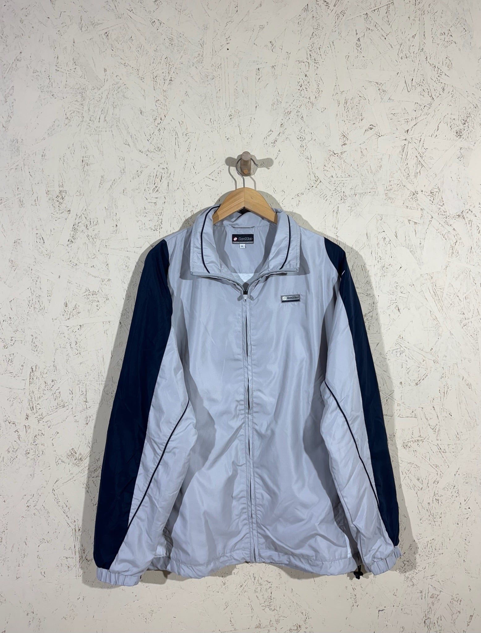 VESTE LOTTO TRACKSUIT GRIS / BLEU – XL - vintage - mixte