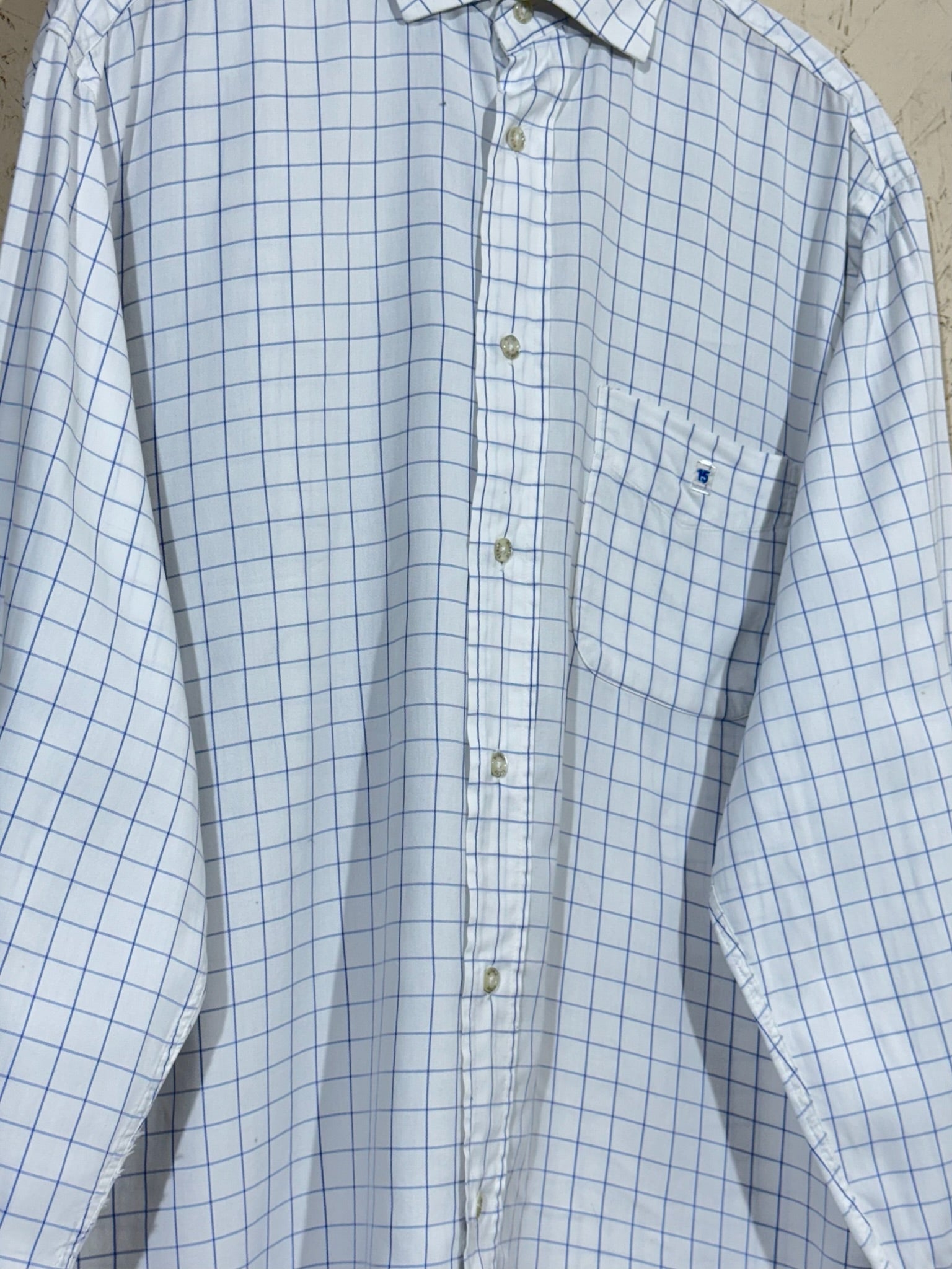 Chemise Serge Blanco Carreaux Bleu Ciel XL Homme