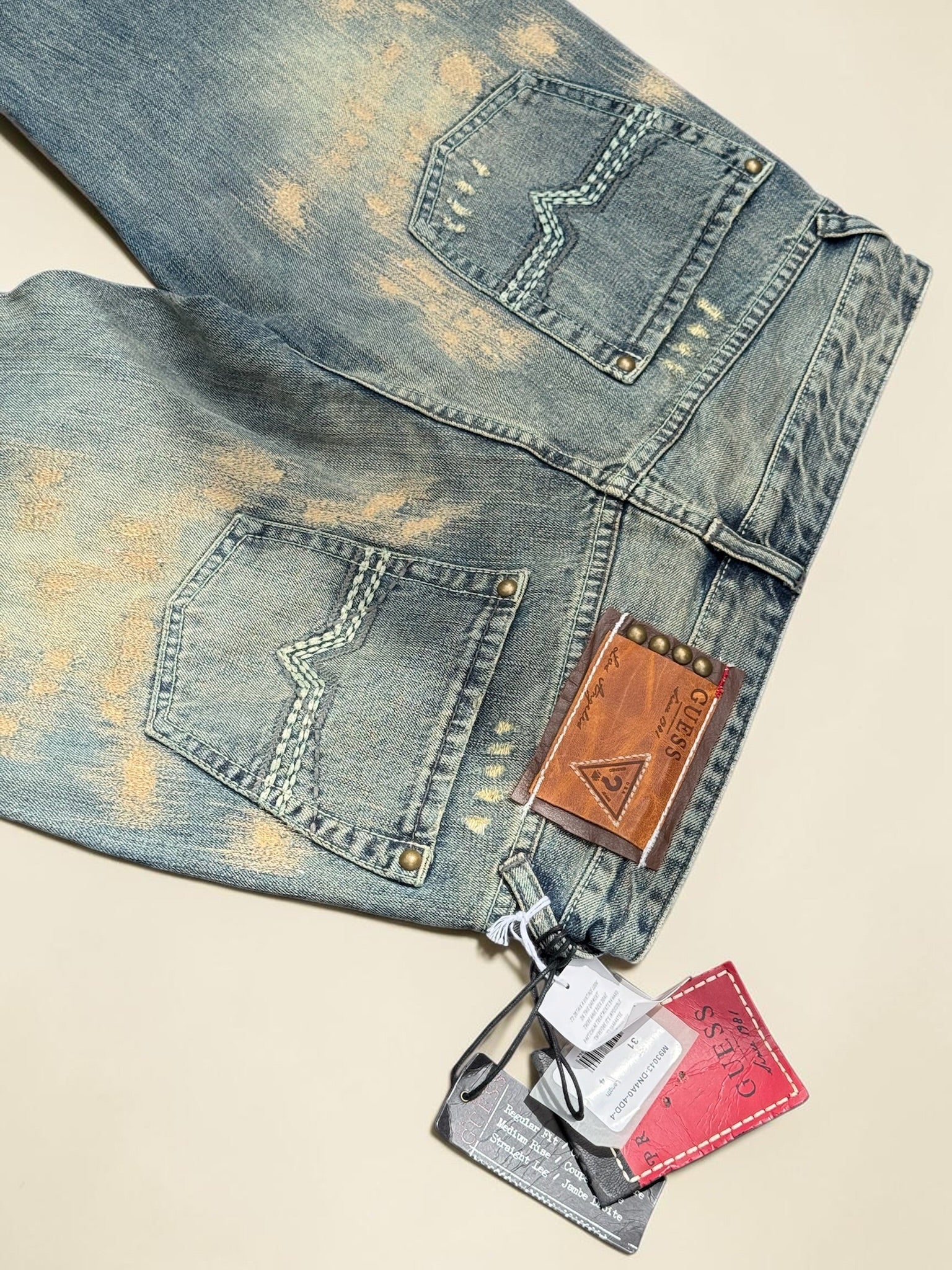 Jean Guess Rebel Regular Flare Bleach Homme Taille 31 Y2K